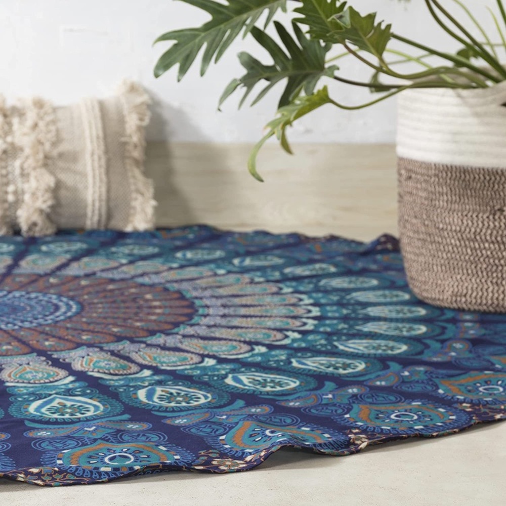 Mandala Hippie Bohemian Floor/Beach Mat Symmetrical Pattern Retro Room Decor - Picture 2 of 8